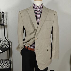 Concepts Claiborne Men's Sport Coat Blazer Two Button Beige Linen Blend‎ 46R